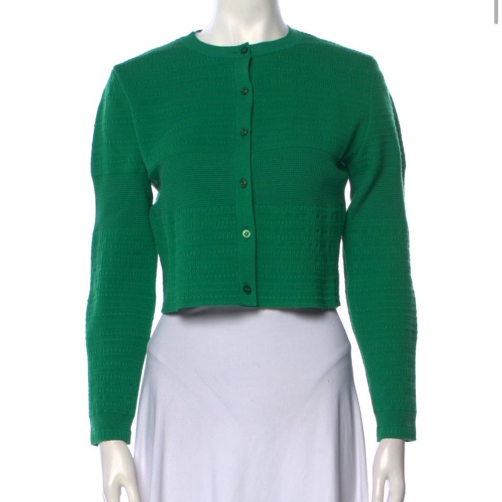 Oscar de la Renta green cropped sweater sz M